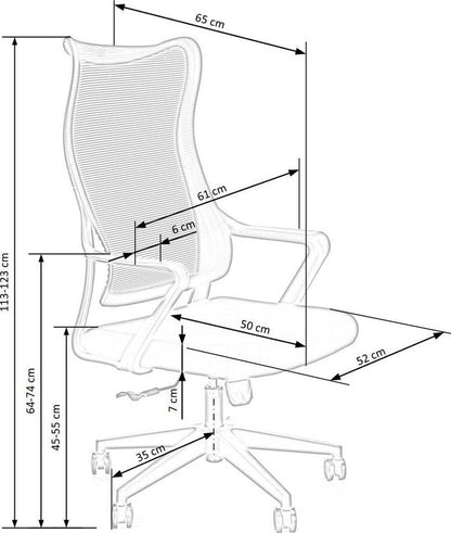Office Chair Loreto | size: Width: 61cm, Height: 123cm, Depth: 65cm | color: Black | image: 7 | variant: 1005130