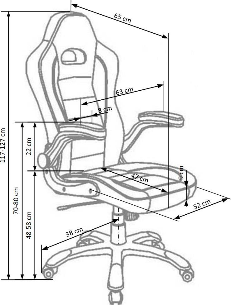 Office Chair Lotus | size: Width: 63cm, Height: 127cm, Depth: 65cm | color: Gray | image: 3 | variant: 1011626