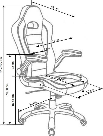 Office Chair Lotus | size: Width: 63cm, Height: 127cm, Depth: 65cm | color: Gray | image: 3 | variant: 1011626