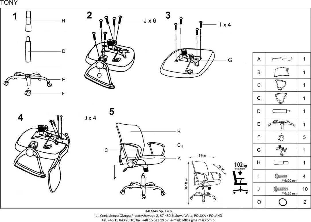 Office Chair Lucca | size: Width: 56cm, Height: 102cm, Depth: 58cm | color: Gray | image: 5 | variant: 1002971