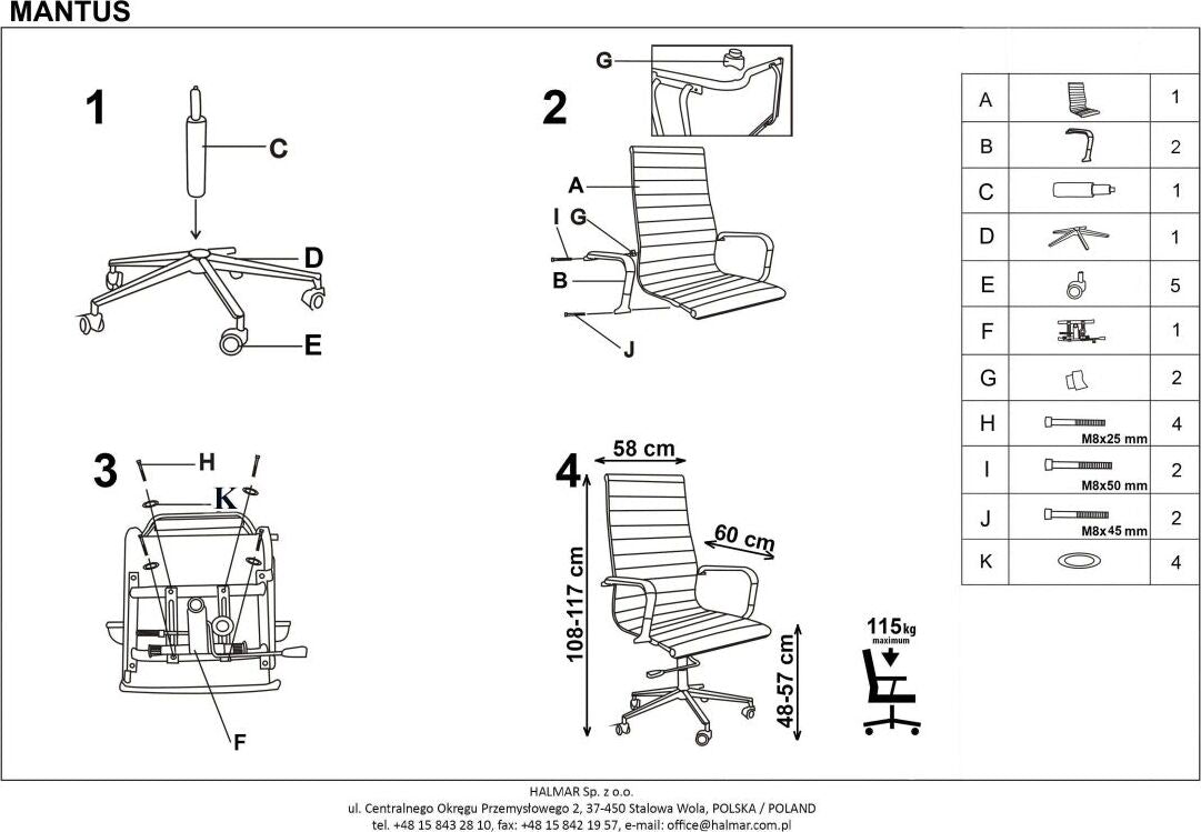 Office Chair Mantus | size: Width: 55cm, Height: 108cm, Depth: 48cm | color: Black | image: 4 | variant: 1011562