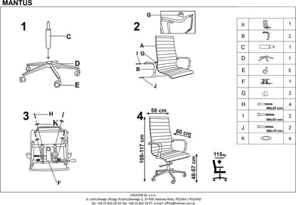 Office Chair Mantus | size: Width: 55cm, Height: 108cm, Depth: 48cm | color: Black | image: 4 | variant: 1011562