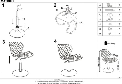 Office Chair Matrix 2 | size: Width: 48cm, Height: 104cm, Depth: 53cm | color: Gray | image: 3 | variant: 1005134