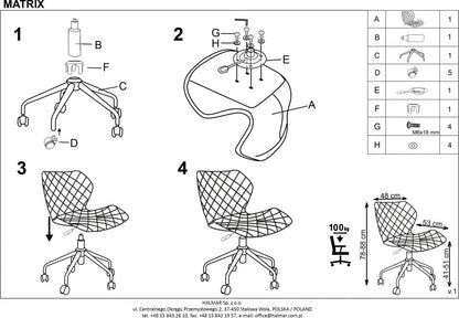 Office Chair Matrix | size: Width: 48cm, Height: 88cm, Depth: 53cm | color: Black | image: 4 | variant: 1005140