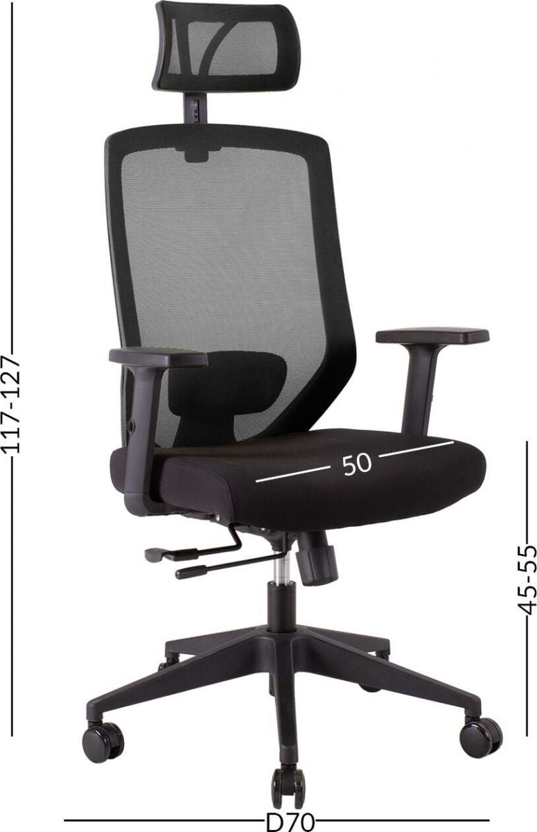 Office Chair Mold | size: Width: 64cm, Height: 115-125cm, Depth: 64cm | color: Black | image: 5 | variant: 1001184