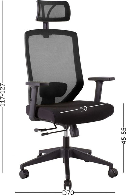 Office Chair Mold | size: Width: 64cm, Height: 115-125cm, Depth: 64cm | color: Black | image: 5 | variant: 1001184