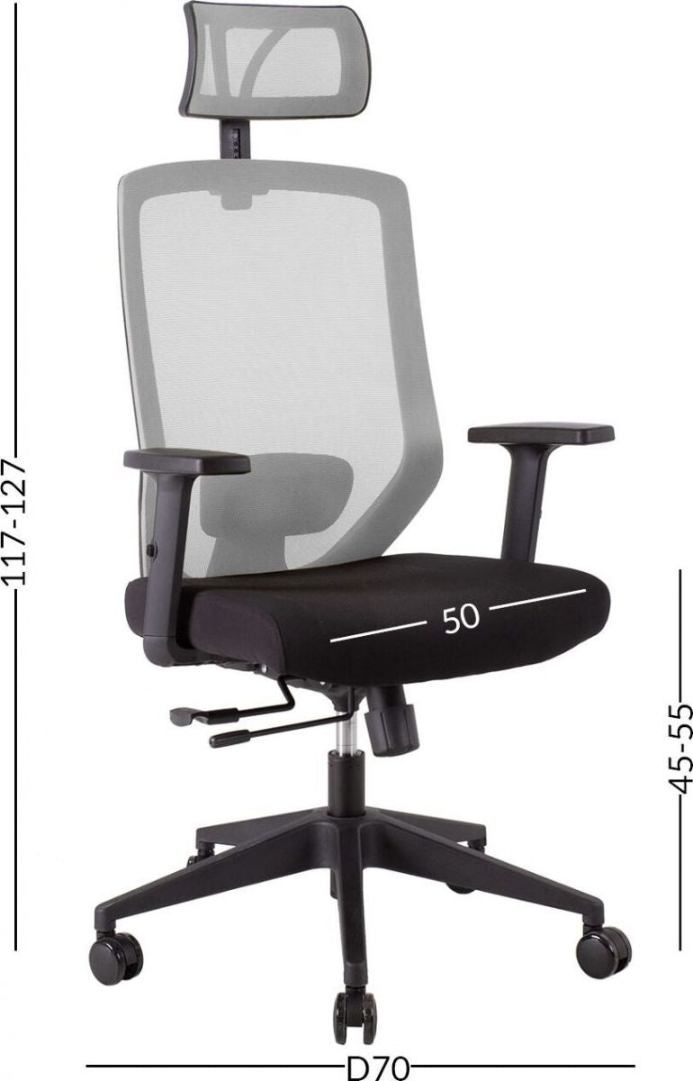 Office Chair Mold | size: Width: 64cm, Height: 115-125cm, Depth: 64cm | color: Gray | image: 5 | variant: 1001186