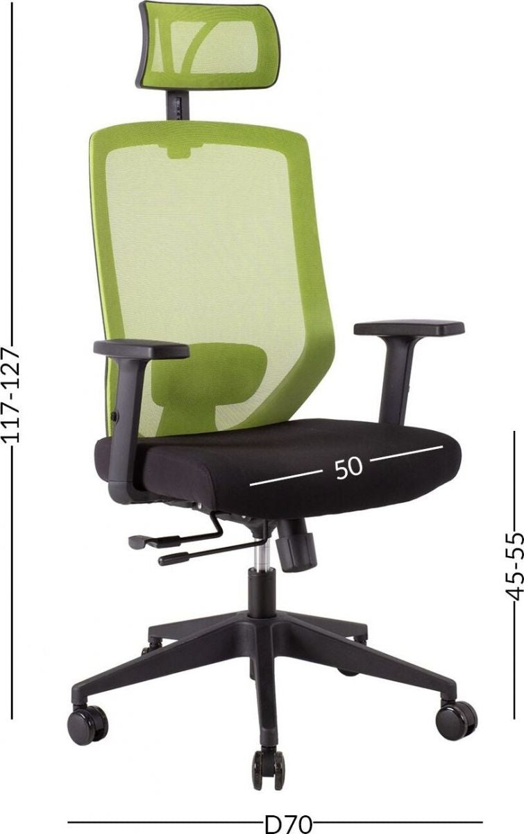Office Chair Mold | size: Width: 64cm, Height: 115-125cm, Depth: 64cm | color: Green | image: 2 | variant: 1001185