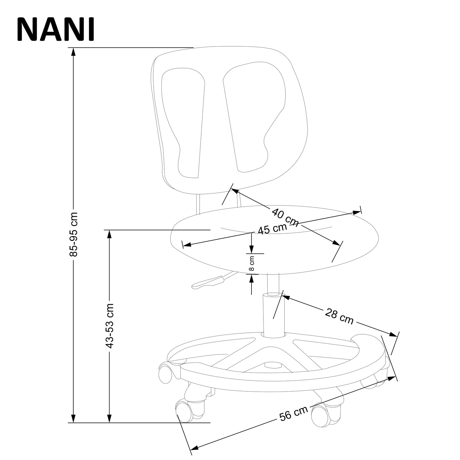 Office Chair Nani | size: Width: 52cm, Height: 85cm, Depth: 56cm | color: Black/Grey | image: 2 | variant: 1005145