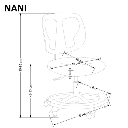Office Chair Nani | size: Width: 52cm, Height: 85cm, Depth: 56cm | color: Black/Pink | image: 2 | variant: 1005146