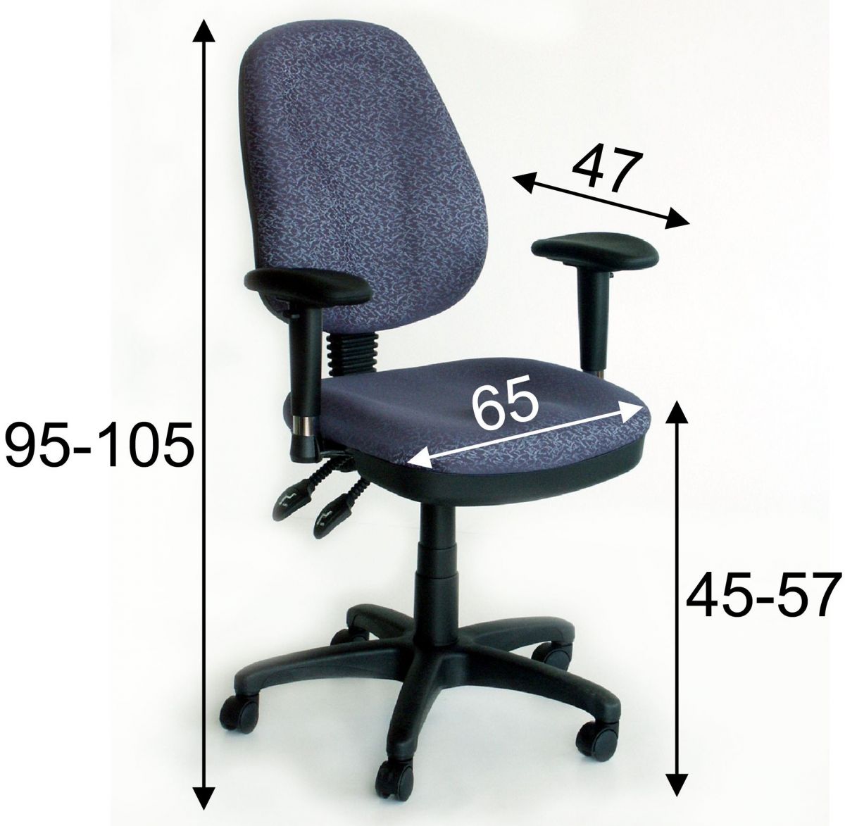 Office Chair Newtown | size: Width: 65cm, Height: 96-108cm, Depth: 47cm | color: Blue | image: 2 | variant: 1001234
