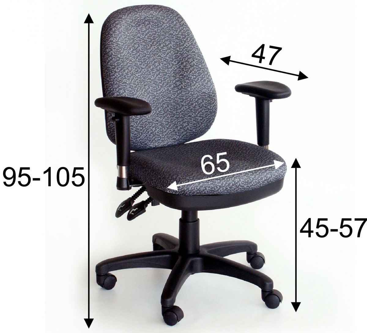 Office Chair Newtown | size: Width: 65cm, Height: 96-108cm, Depth: 47cm | color: Gray | image: 2 | variant: 1001233