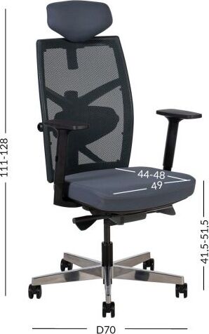 Office Chair Pembroke | size: Width: 70cm, Height: 111-128cm, Depth: 49cm | color: Blue | image: 4 | variant: 1001256