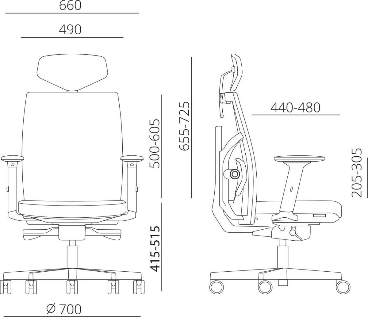 Office Chair Pembroke | size: Width: 70cm, Height: 111-128cm, Depth: 49cm | color: Blue | image: 5 | variant: 1001256