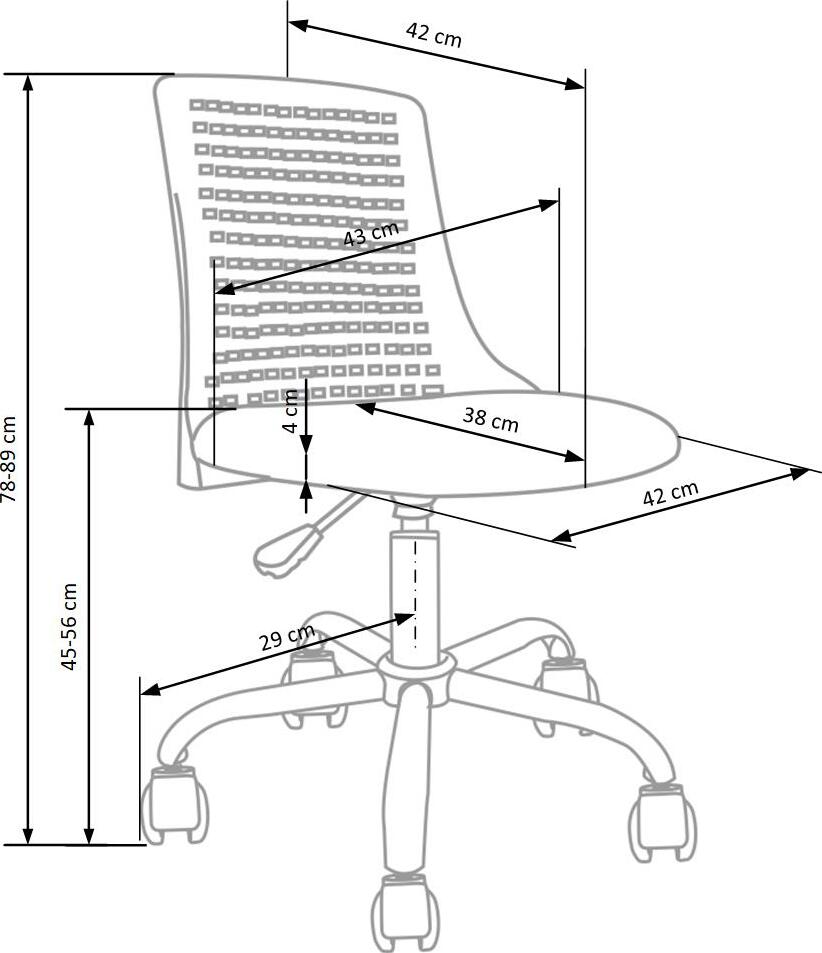 Office Chair Pistoia | size: Width: 43cm, Height: 89cm, Depth: 42cm | color: Gray | image: 6 | variant: 1002968