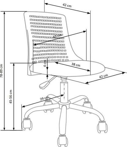 Office Chair Pistoia | size: Width: 43cm, Height: 89cm, Depth: 42cm | color: Gray | image: 6 | variant: 1002968