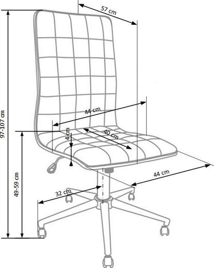 Office Chair Porto | size: Width: 44cm, Height: 107cm, Depth: 46cm | color: White | image: 3 | variant: 1011542