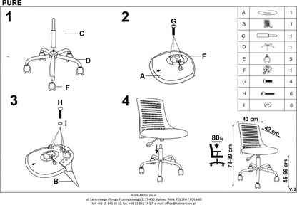 Office Chair Pure | size: Width: 43cm, Height: 89cm, Depth: 42cm | color: Gray | image: 7 | variant: 1005180