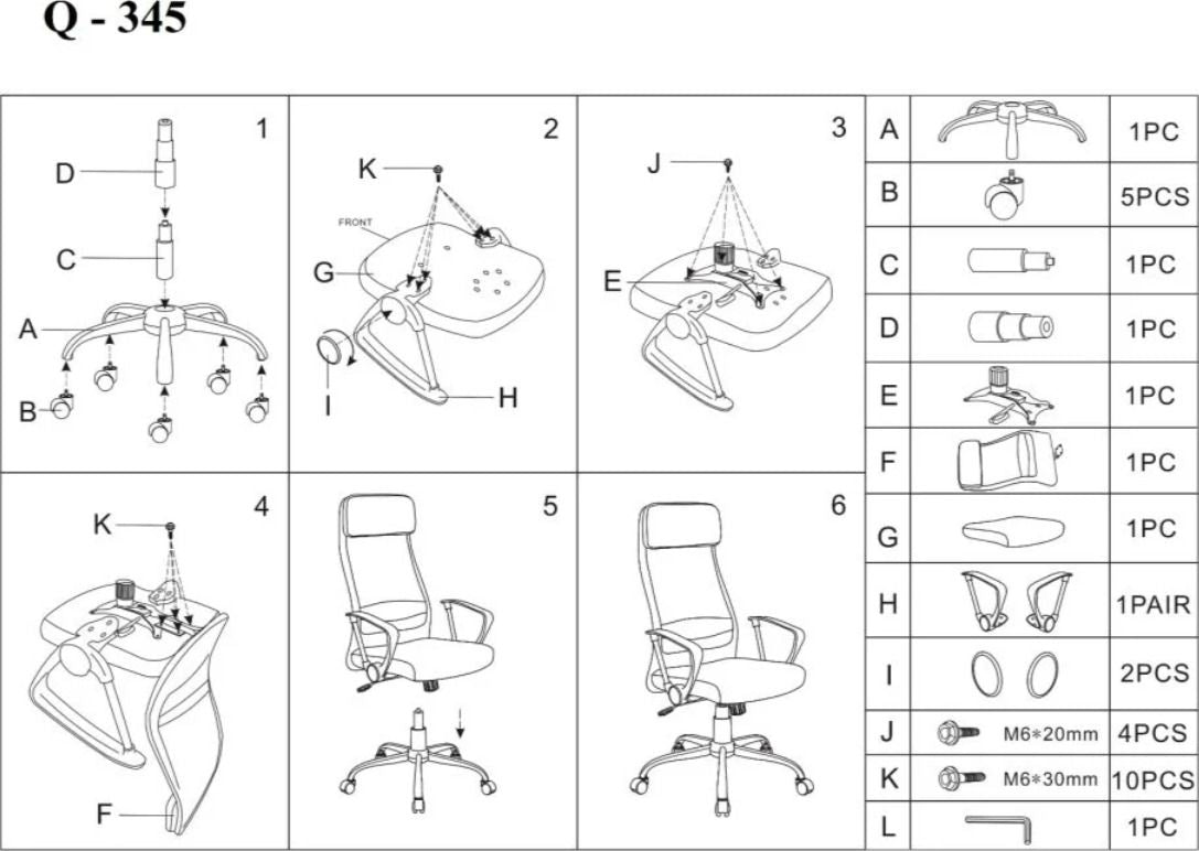 Office Chair Q-345 | size: Width: 62cm, Height: 118-128cm, Depth: 49cm | color: Gray | image: 3 | variant: 1005431