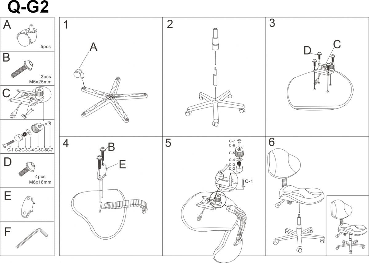 Office Chair Q-G2 | size: Width: 48cm, Height: 80-92cm, Depth: 41cm | color: Black/Grey | image: 2 | variant: 1005439