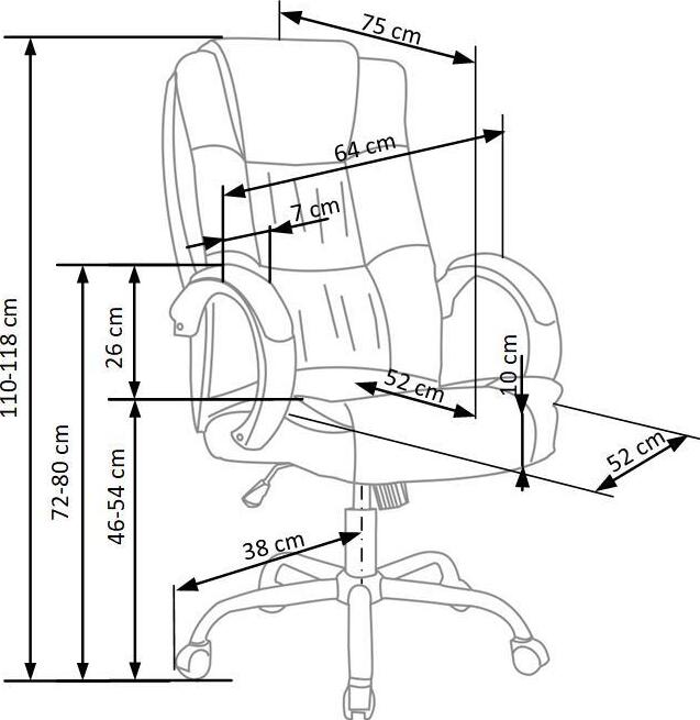 Office Chair Relax | size: Width: 64cm, Height: 118cm, Depth: 75cm | color: Brown | image: 6 | variant: 1005151