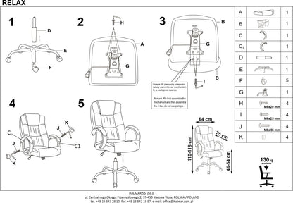 Office Chair Relax | size: Width: 64cm, Height: 118cm, Depth: 75cm | color: Gray | image: 3 | variant: 1005150