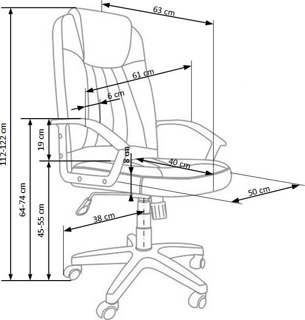 Office Chair Rino | size: Width: 61cm, Height: 122cm, Depth: 63cm | color: Gray | image: 7 | variant: 1011968