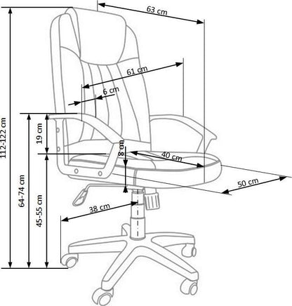 Office Chair Rino | size: Width: 61cm, Height: 122cm, Depth: 63cm | color: Gray | image: 7 | variant: 1011968