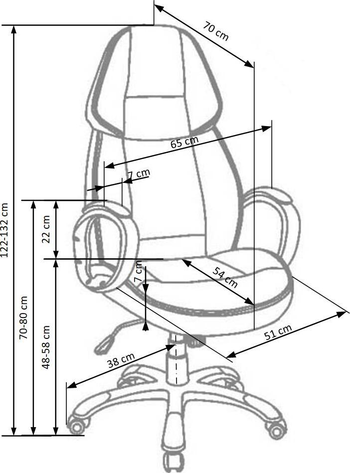 Office Chair Rubin | size: Width: 65cm, Height: 122cm, Depth: 70cm | color: Black | image: 3 | variant: 1011564