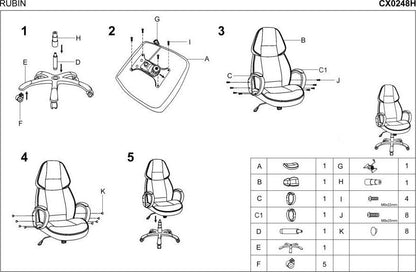 Office Chair Rubin | size: Width: 65cm, Height: 122cm, Depth: 70cm | color: Black | image: 4 | variant: 1011564