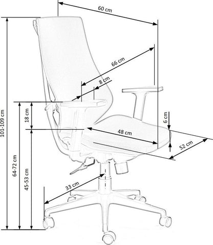 Office Chair Rubio | size: Width: 66cm, Height: 109cm, Depth: 69cm | color: Gray | image: 8 | variant: 1012372