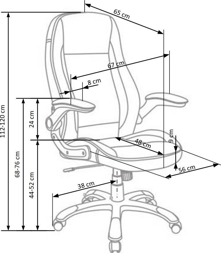 Office Chair Saturn | size: Width: 67cm, Height: 120cm, Depth: 65cm | color: Black | image: 7 | variant: 1005159