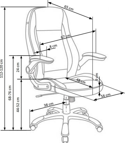 Office Chair Saturn | size: Width: 67cm, Height: 120cm, Depth: 65cm | color: Black | image: 7 | variant: 1005159