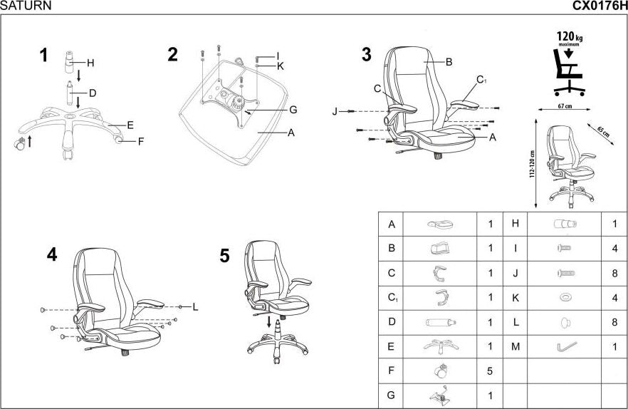 Office Chair Saturn | size: Width: 67cm, Height: 120cm, Depth: 65cm | color: White | image: 3 | variant: 1005158