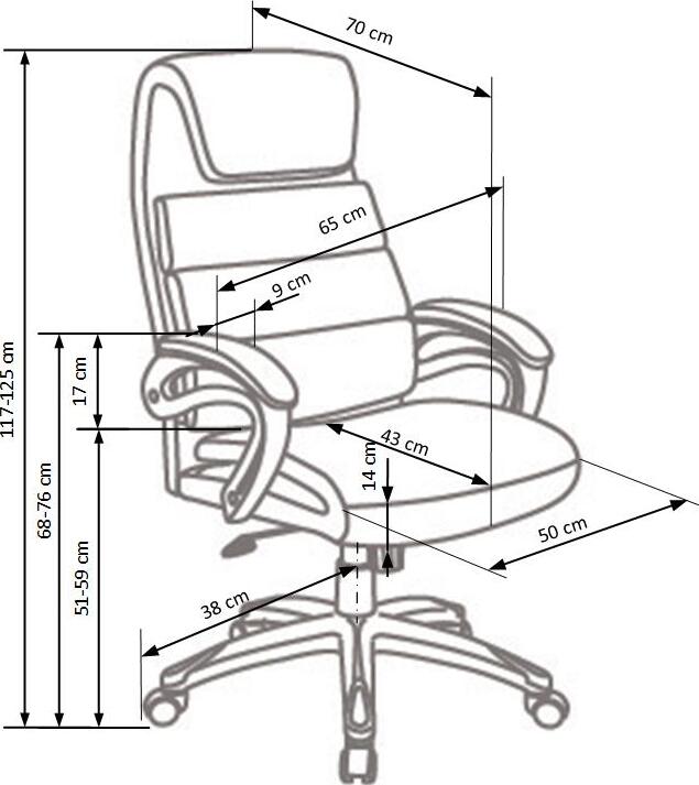 Office Chair Sidney | size: Width: 65cm, Height: 125cm, Depth: 58cm | color: Black | image: 7 | variant: 1011578