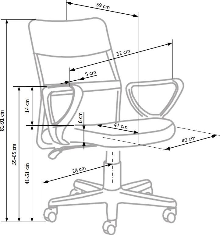 Office Chair Siena | size: Width: 52cm, Height: 91cm, Depth: 59cm | color: Gray | image: 7 | variant: 1002956