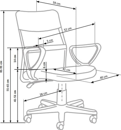 Office Chair Siena | size: Width: 52cm, Height: 91cm, Depth: 59cm | color: Gray | image: 7 | variant: 1002956