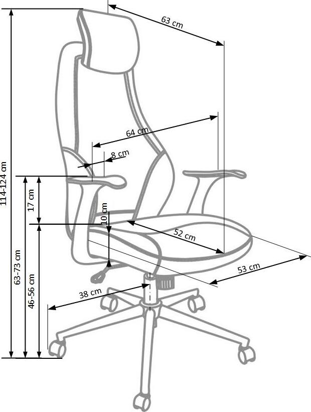 Office Chair Spalding | size: Width: 64cm, Height: 134cm, Depth: 63cm | color: Black | image: 3 | variant: 1007108