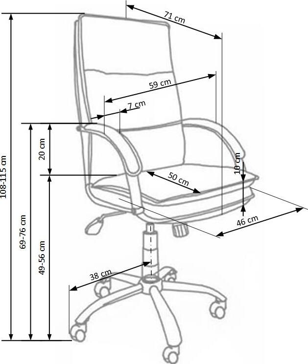 Office Chair Stanley | size: Width: 71cm, Height: 108cm, Depth: 59cm | color: Black | image: 3 | variant: 1011561