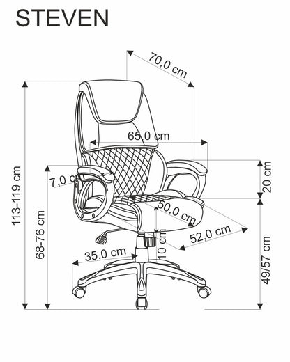 Office Chair Steven | size: Width: 65cm, Height: 119cm, Depth: 70cm | color: Black | image: 1 | variant: 1017832