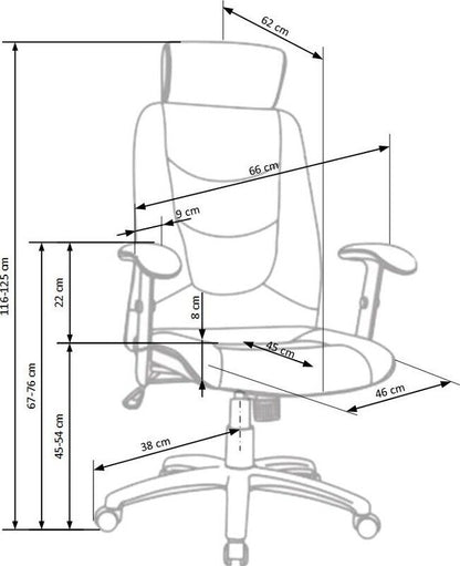 Office Chair Stilo 2 | size: Width: 66cm, Height: 125cm, Depth: 49cm | color: Gray | image: 3 | variant: 1011557