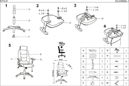 Office Chair Stilo | size: Width: 66cm, Height: 125cm, Depth: 49cm | color: Black | image: 6 | variant: 1011554