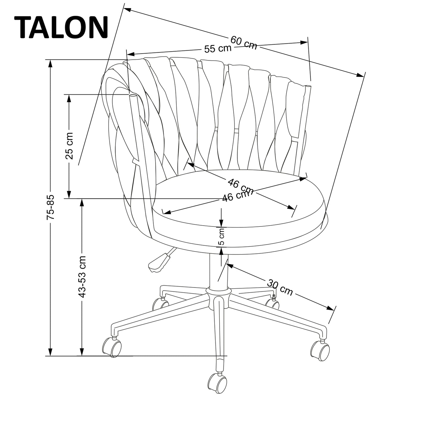 Office Chair Talon | size: Width: 55cm, Height: 75cm, Depth: 60cm | color: Black/Grey | image: 2 | variant: 1005165