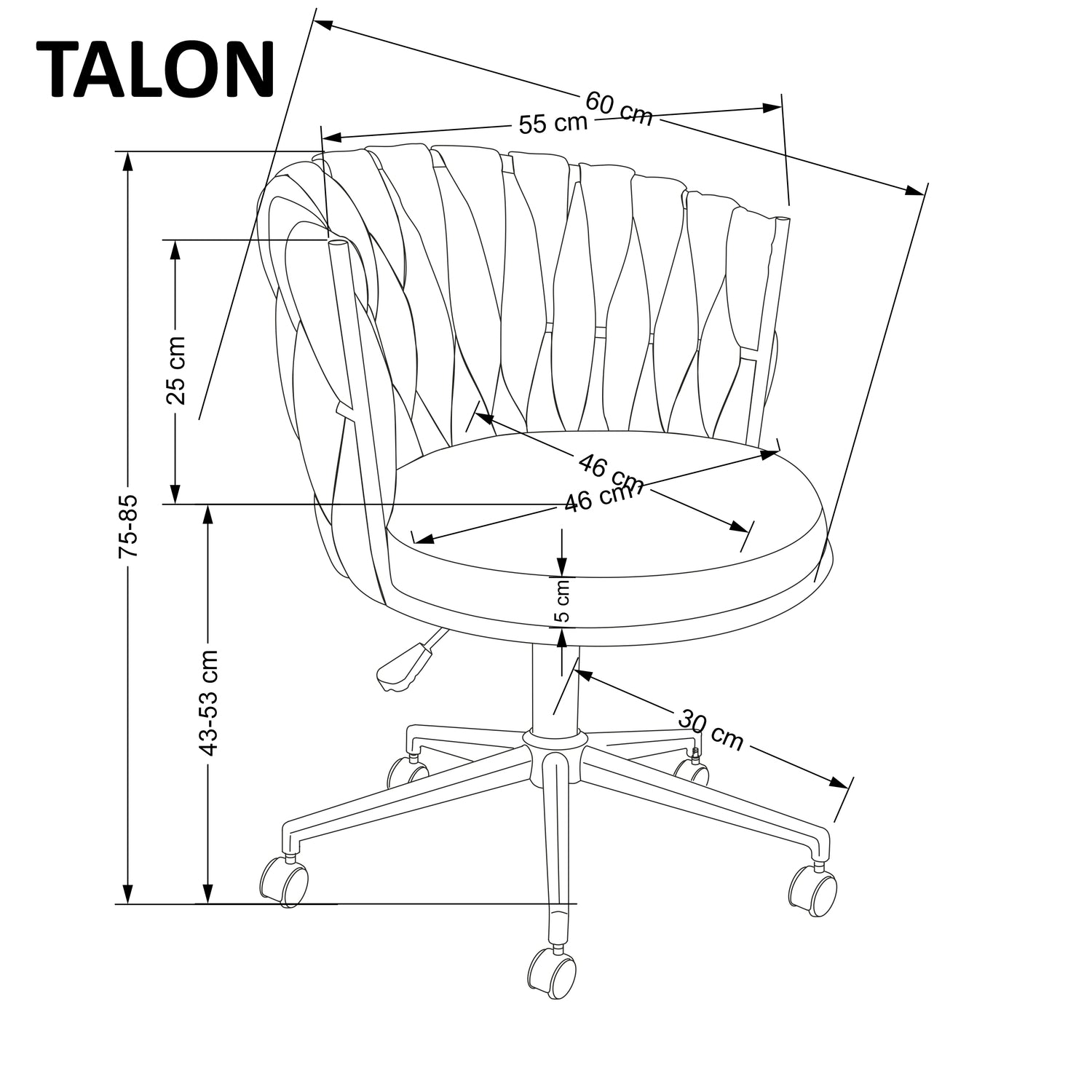 Office Chair Talon | size: Width: 55cm, Height: 75cm, Depth: 60cm | color: Black/Pink | image: 2 | variant: 1005166