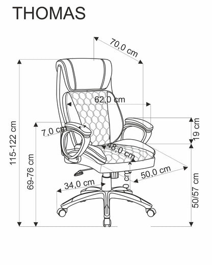 Office Chair Thomas | size: Width: 62cm, Height: 122cm, Depth: 70cm | color: Black | image: 1 | variant: 1017833