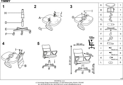 Office Chair Timmy | size: Width: 52cm, Height: 91cm, Depth: 59cm | color: Green | image: 7 | variant: 1005169