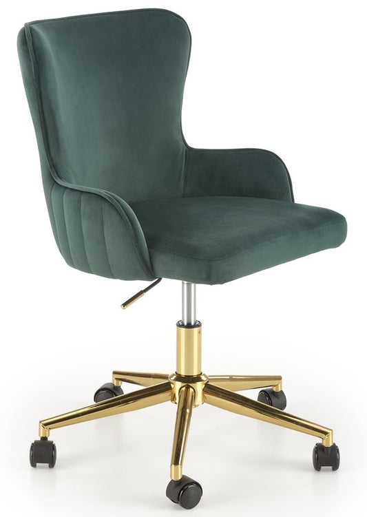 Office Chair Timoteo | size: Width: 55cm, Height: 77cm, Depth: 55cm | color: Green/Gold | image: 1 | variant: 1005172