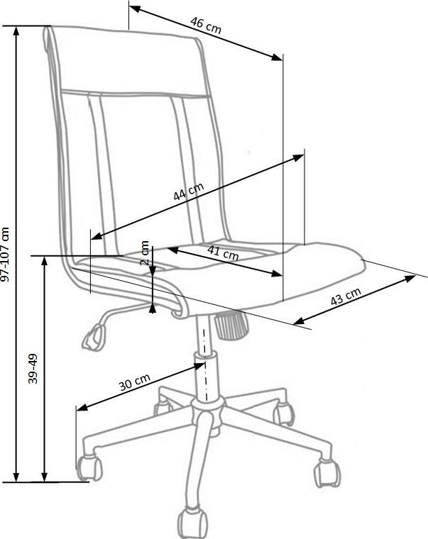 Office Chair Tirol | size: Width: 44cm, Height: 107cm, Depth: 46cm | color: White | image: 3 | variant: 1005175