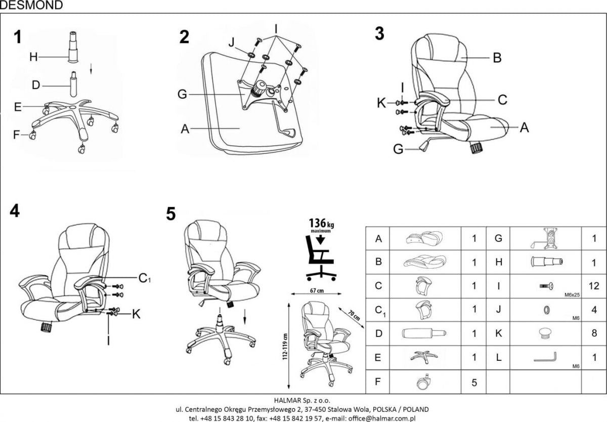 Office Chair Udine | size: Width: 70cm, Height: 119cm, Depth: 67cm | color: Brown | image: 8 | variant: 1002872