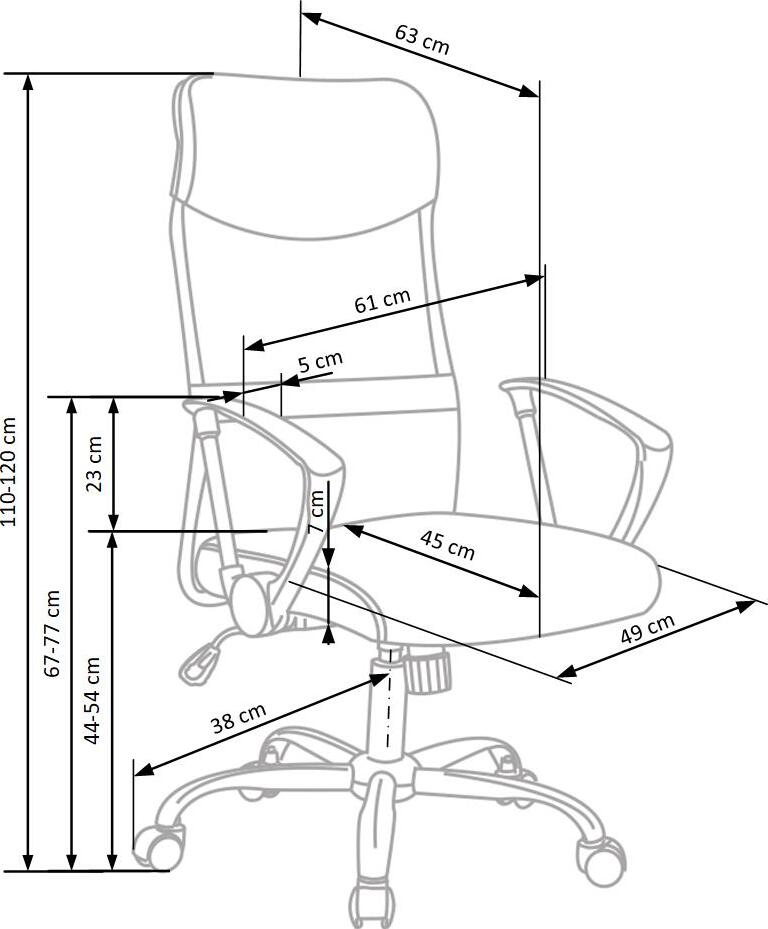 Office Chair Vire | size: Width: 61cm, Height: 120cm, Depth: 63cm | color: Black/Blue | image: 6 | variant: 1005191